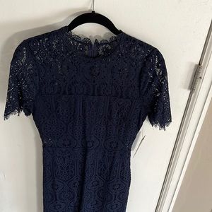 Lulu’s Remarkable Navy Blue Lace Dress